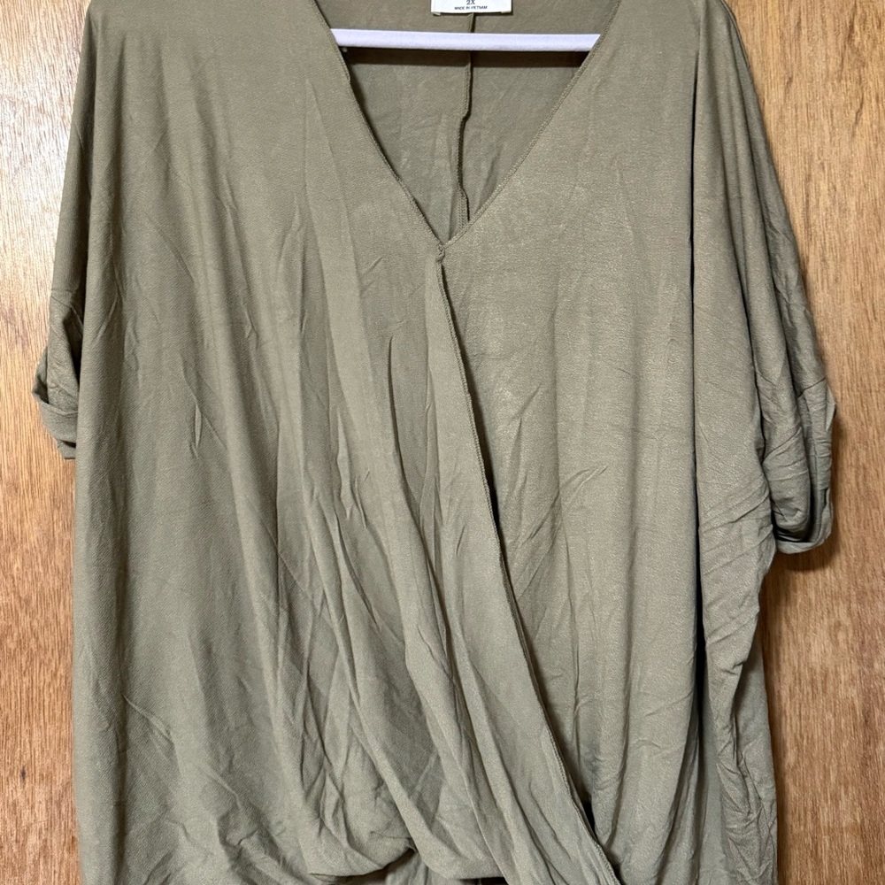 Zenana Olive Green Women's Drape Top